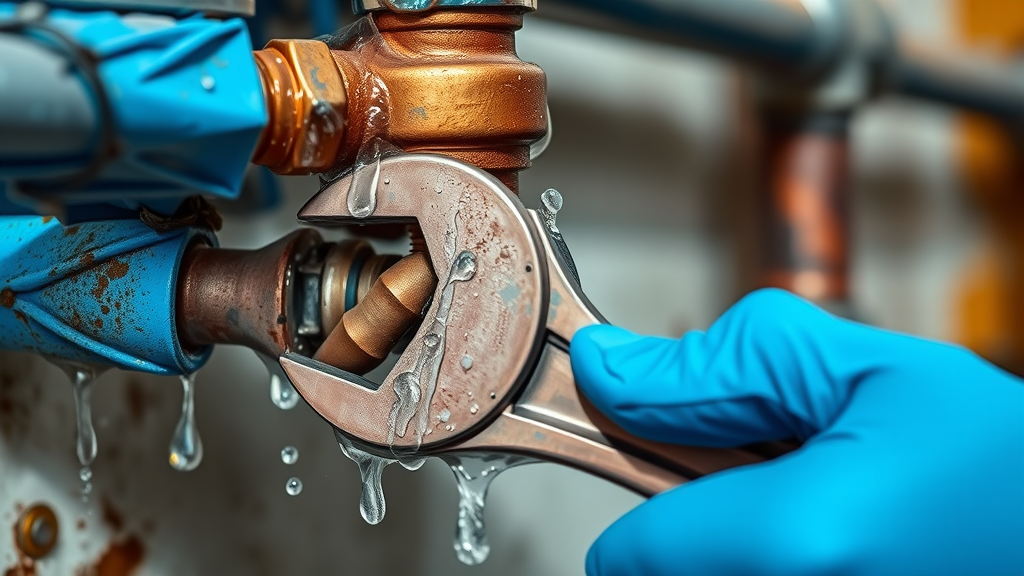 Emergency plumbing houston tx plumber repairs leaking pipe closeup in home