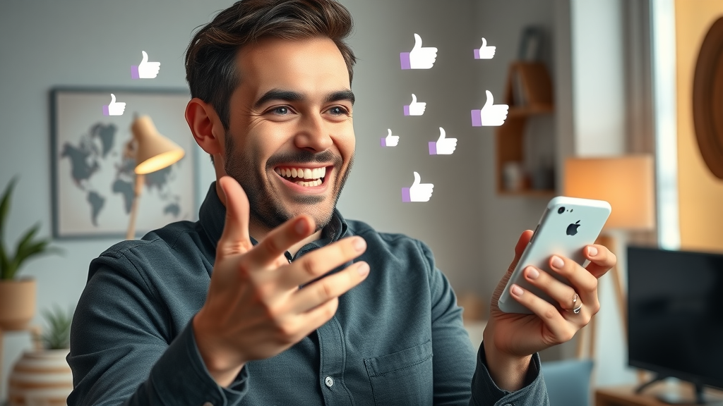 digital marketing statistics influencer promoting product with digital engagement icons modern home studio