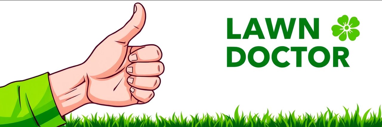 Lawn Doctor logo with green thumb for lawn care portage, mi services