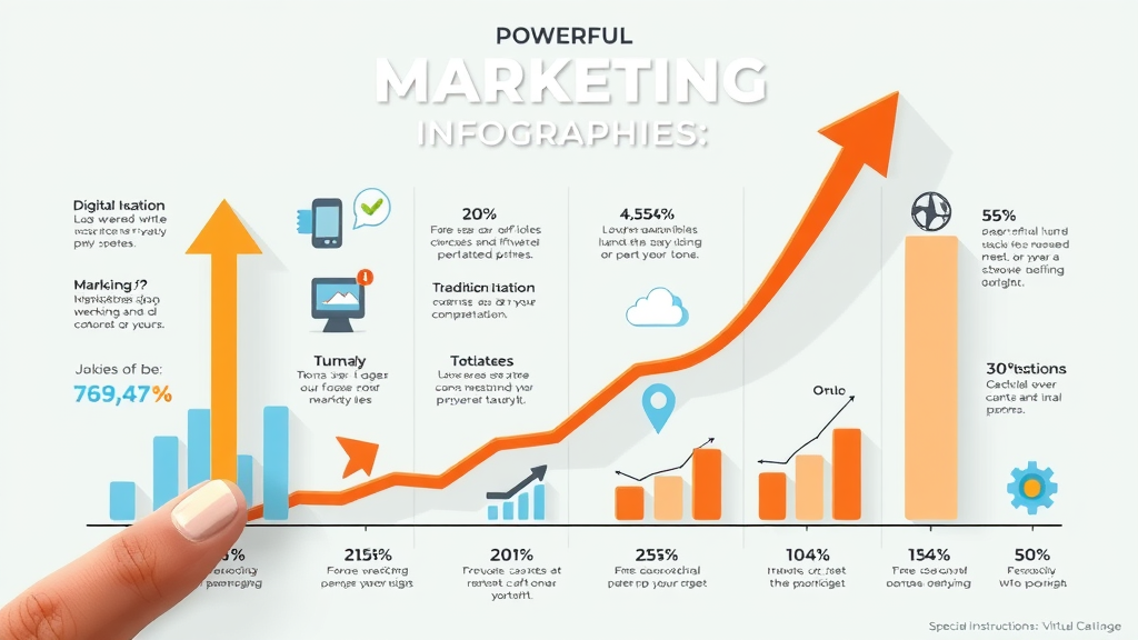 digital marketing statistics infographic comparing digital and traditional marketing growth upward trend arrows