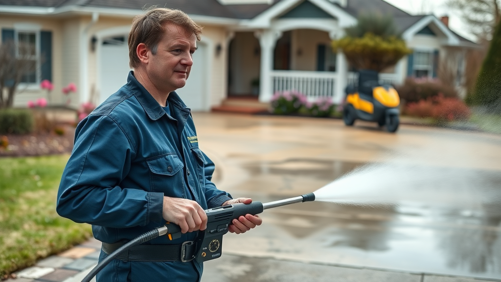 Expert performing pressure washing in Columbia SC on driveway for spotless results.
