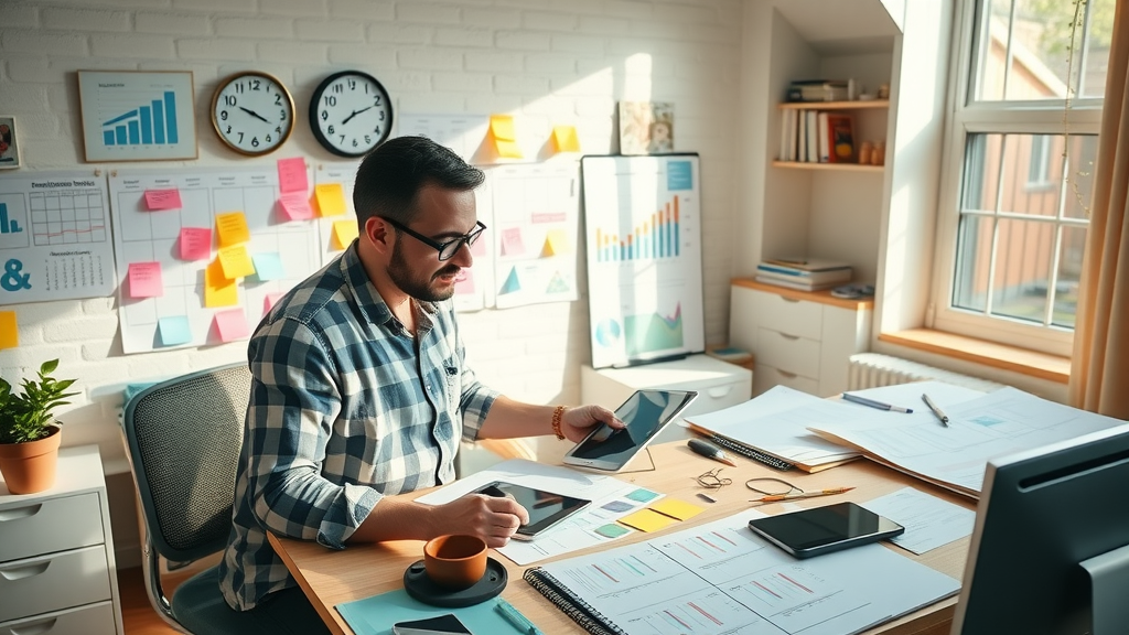 Resourceful content strategist planning a social media marketing calendar with trend graphs and timing data - optimizing timing and content