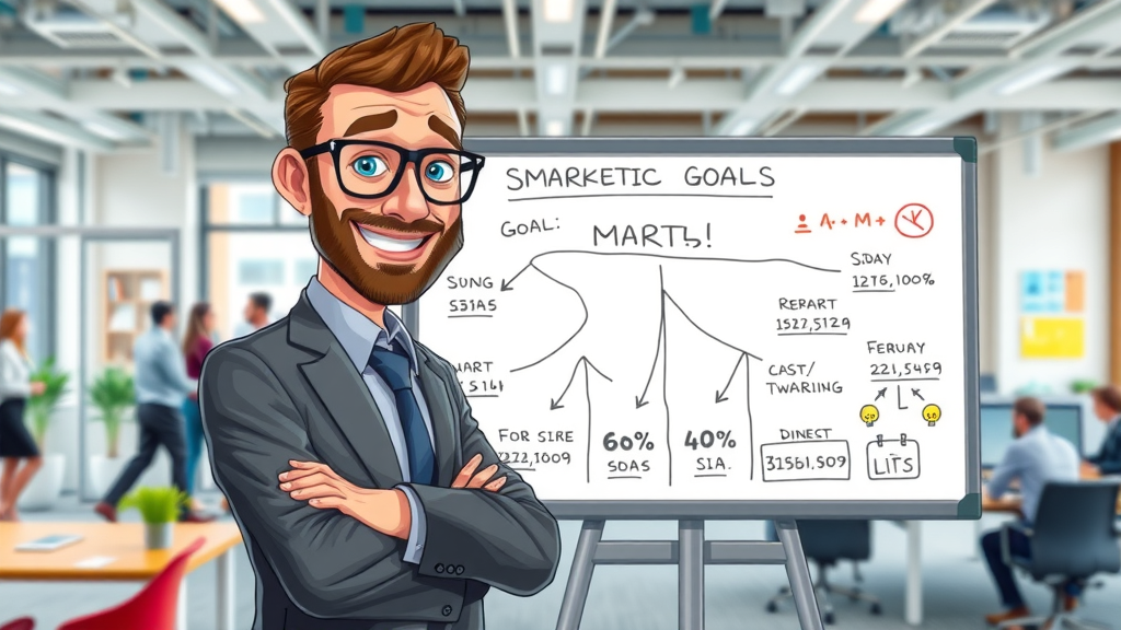 Strategic planner mapping SMART goals with social media marketing data on a collaborative digital board