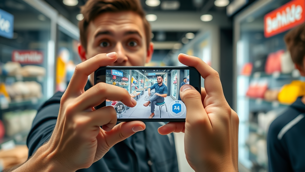 Interactive augmented reality ad displayed on a smartphone, showcasing how AR is enhancing mobile ad engagement in 2024.