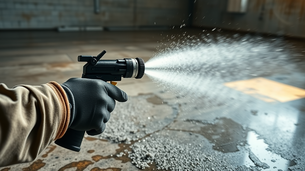 Pressure washer cleaning surface with Panhandle Power Wash Supply gear
