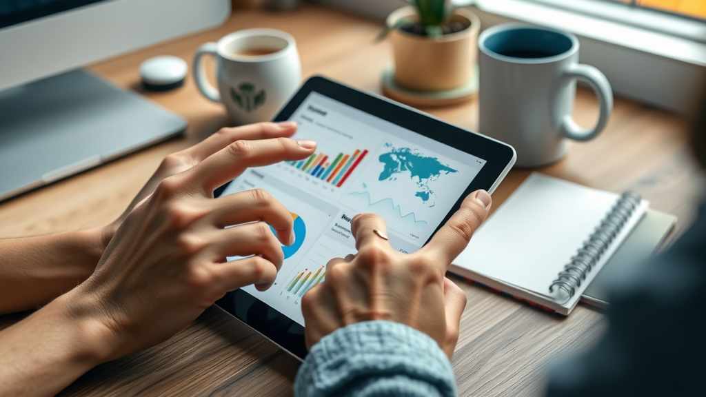 Hands analyzing digital marketing dashboards and data visualizations | digital marketing expert, digital red zone, small business analytics