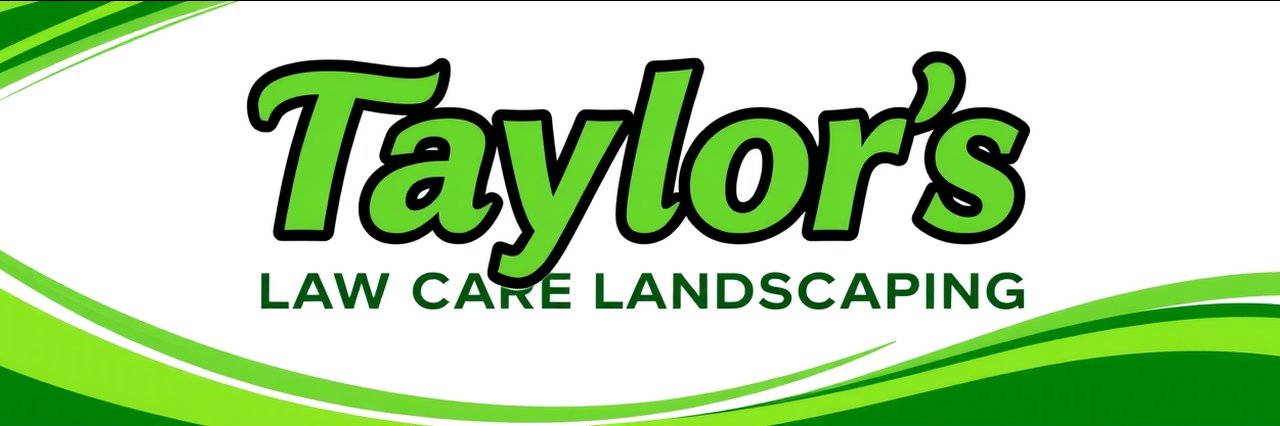Taylor's Lawn Care & Landscaping logo with green abstract background.