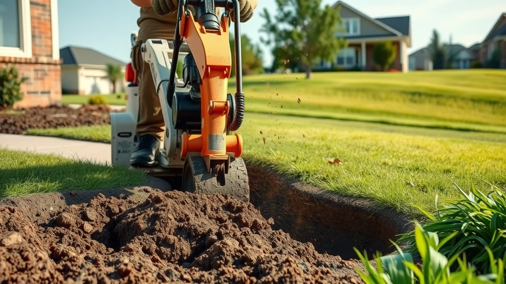 Taylor's Lawn Care & Landscaping expert using heavy equipment for drainage solution