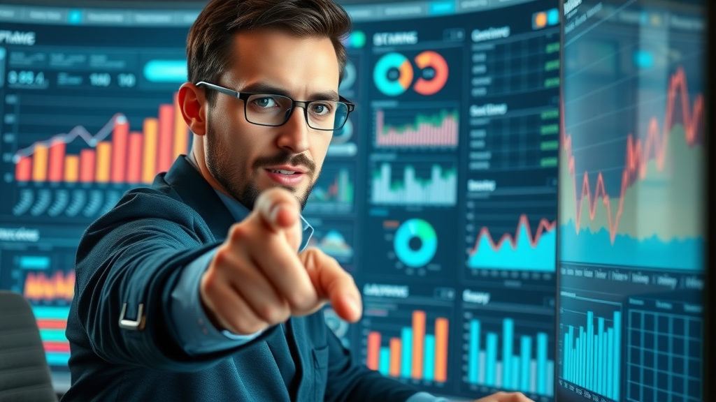 analytical marketer reviewing data dashboard, analyzing digital marketing trends 2025, Columbia SC