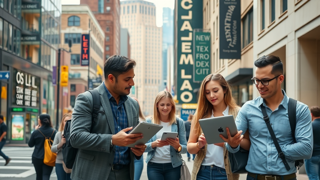 Vibrant Columbia SC business district, bustling atmosphere with local entrepreneurs collaborating, digital signage, and downtown landmarks – columbia sc digital marketing