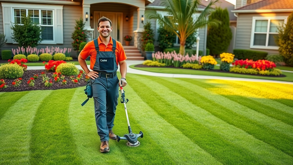 Taylor's Lawn Care & Landscaping professional maintaining a lush, vibrant front yard