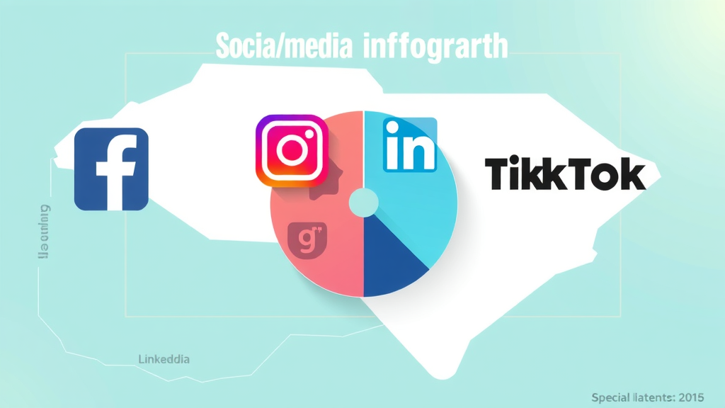 Infographic, Social media platform logos (Facebook, Instagram, LinkedIn, TikTok), pie chart, and Columbia SC icons detailing social media effectiveness
