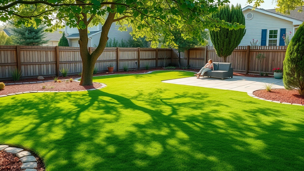 Backyard transformed by taylor's lawn care & landscaping with new sod and patio