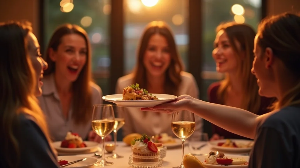 Joyful group of restaurant guests surprised with a complimentary dish, highlighting memorable customer engagement experiences