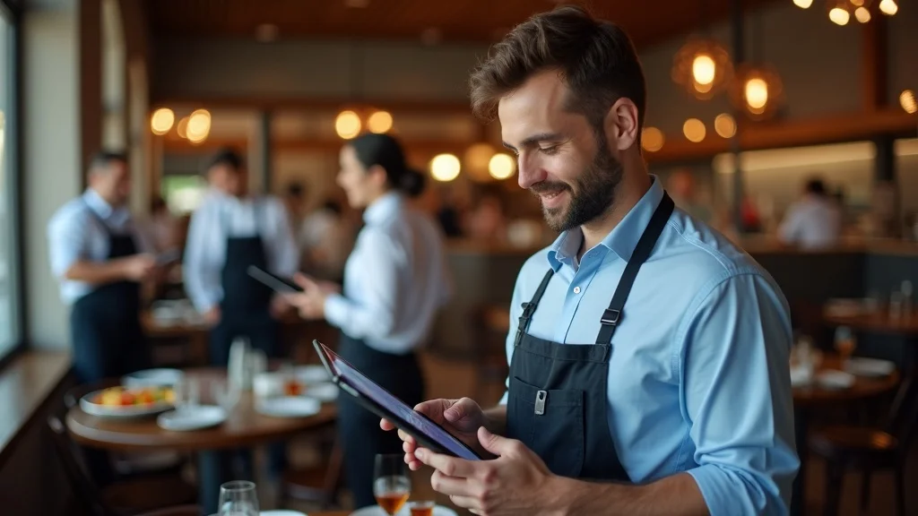 restaurant manager using dashboard to analyze loyalty points outcomes