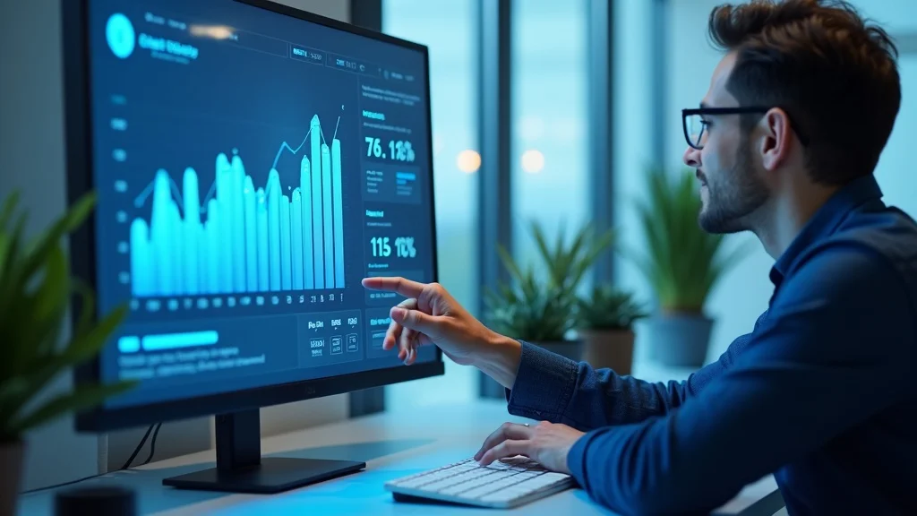 business owner reviewing loyalty points system KPIs on analytics dashboard