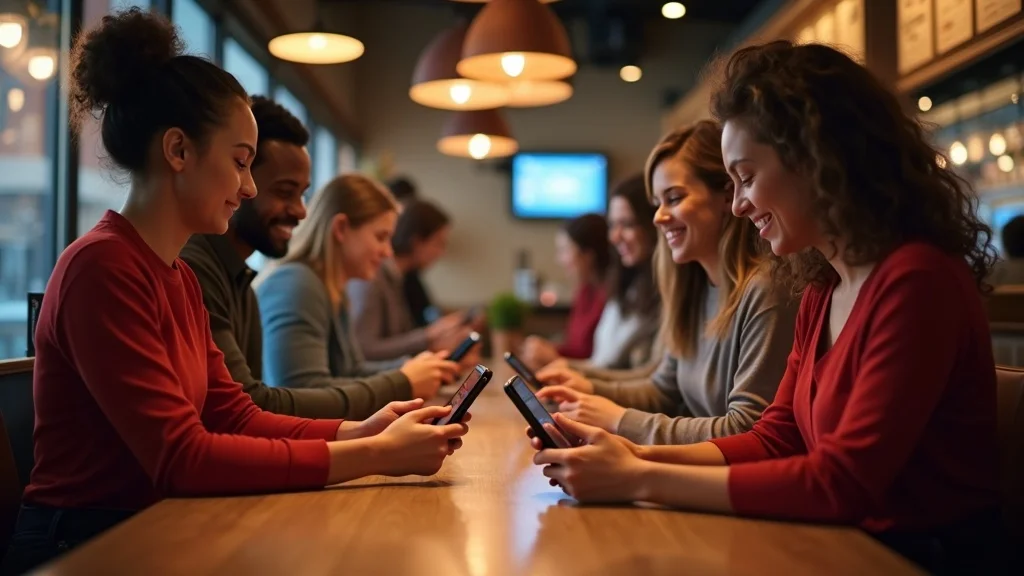 restaurant guests using digital rewards program at modern POS system, digital rewards programs