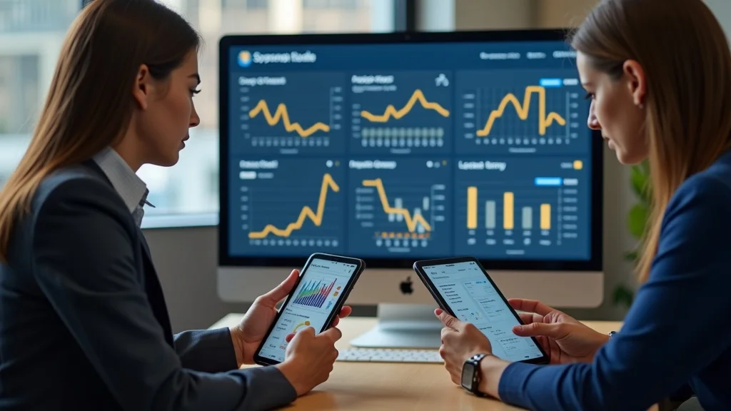 restaurant team reviewing loyalty program dashboards on tablets, choosing loyalty software