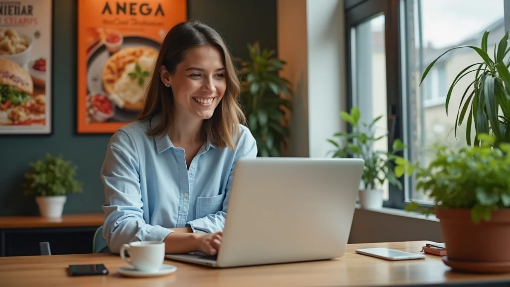 restaurant marketer creating personalized offer campaign, social media notifications on phone