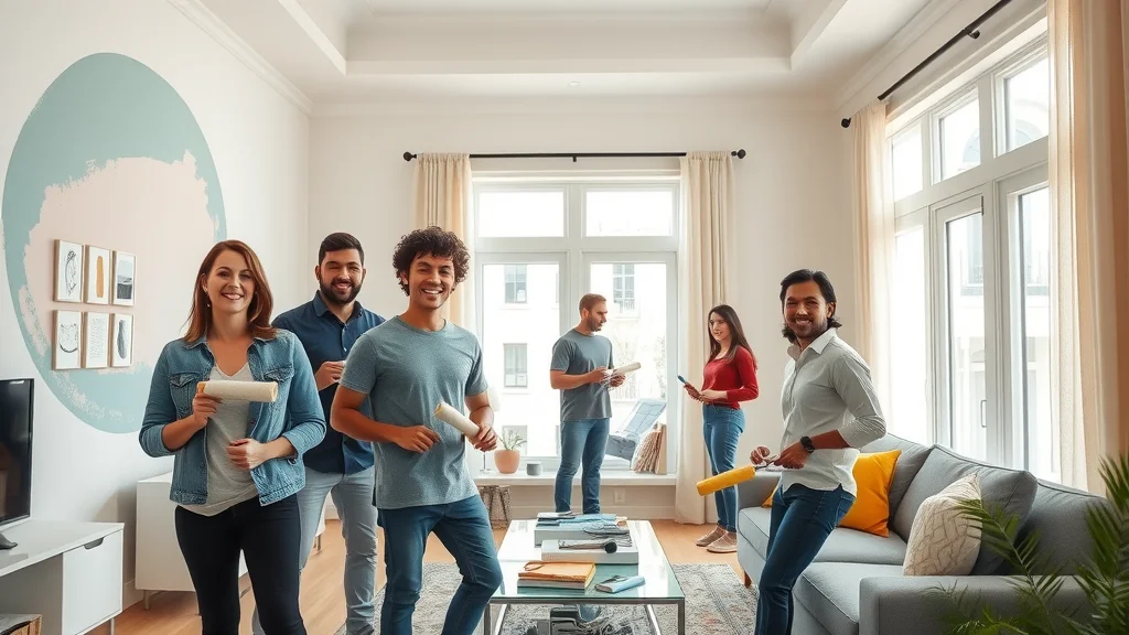 Space Transformerz team painting a bright modern room in Columbia SC