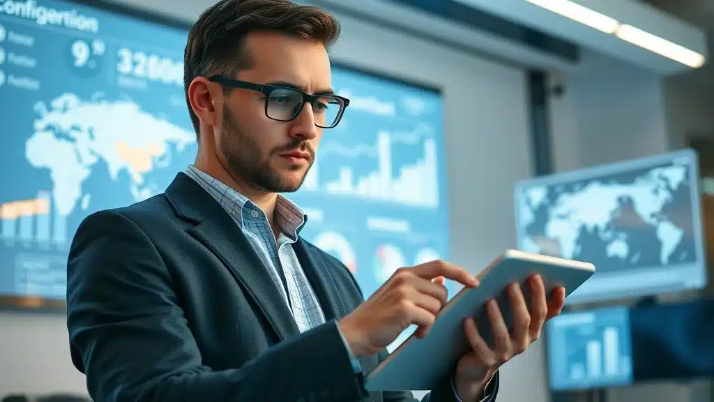 Professional conducting market research to identify the best way to market a business using digital tools