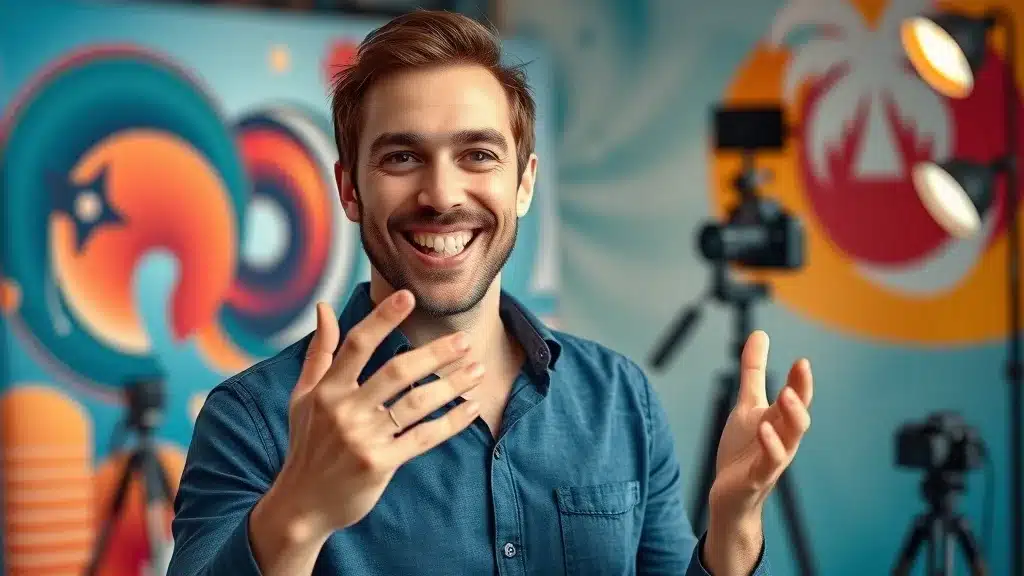 Charismatic marketing presenter delivering video marketing content for an effective marketing strategy