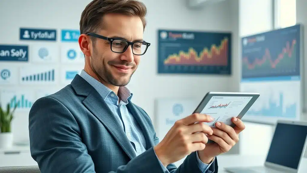 Email marketing for small business - Person reviewing email campaigns and dashboards on tablet