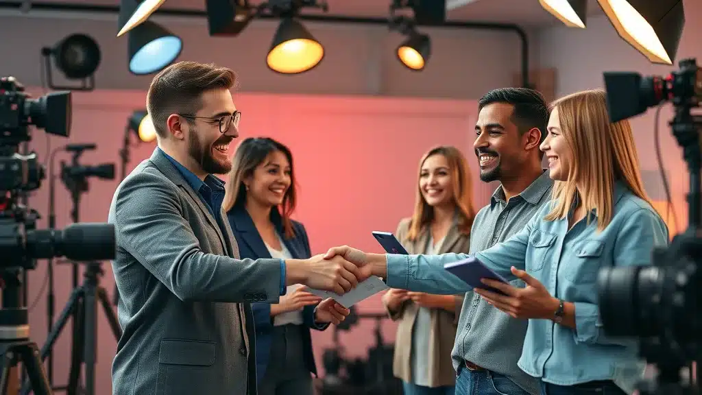 Influencers and marketers collaborating on digital PR and influencer marketing methods