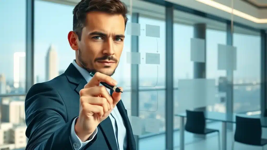 Digital marketer mapping cohesive marketing strategy incorporating target audience identification