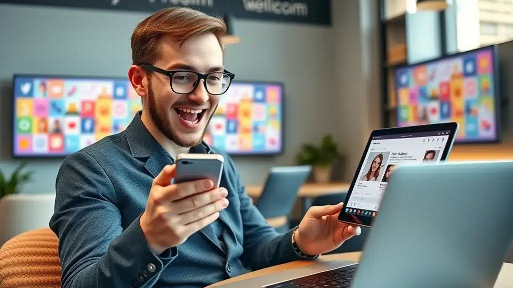 Vibrant social media marketing campaign highlighting branding and promotion on digital platforms