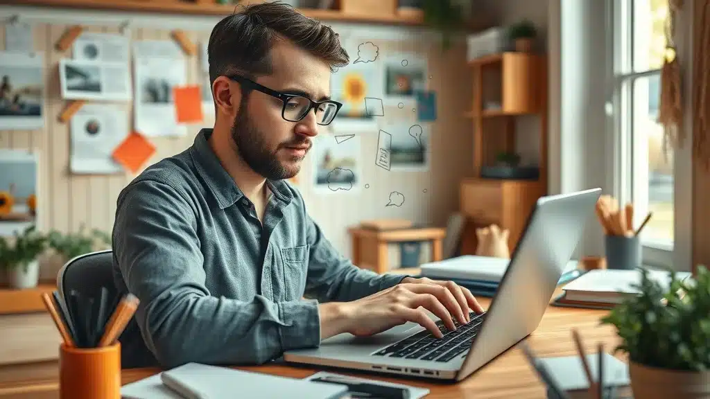 Creative digital marketer producing engaging content for online marketing methods