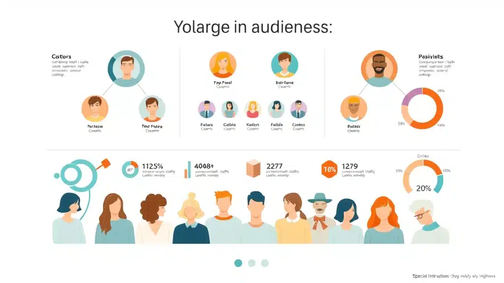 Infographic showing key target audience segments for effective audience identification, featuring demographic clusters