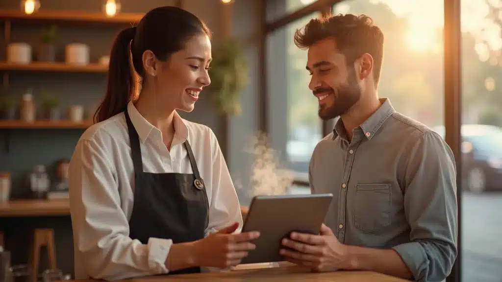 small business staff using conversational AI for customer support